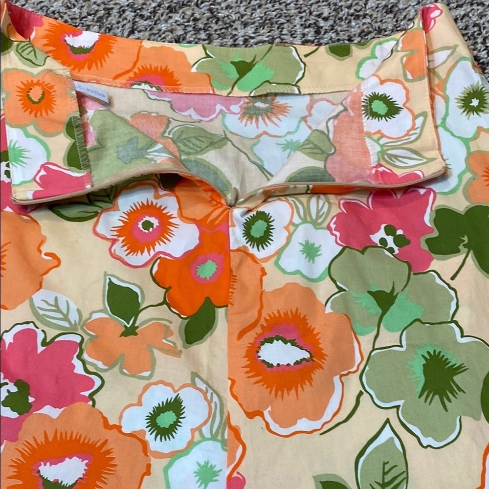 Y2K C.C. Outlaw Vibrant Orange and Pink Pleated A-Line Skirt for Resort Wear - Picture 5 of 6